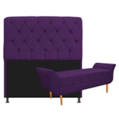 Kit Cabeceira Estofado Lady e Recamier Ari 160 cm Queen Size Suede Roxo - Amarena Móveis