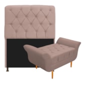 Kit Cabeceira Estofado Lady e Recamier Ari 90 cm Solteiro Suede Rosê - Amarena Móveis