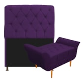 Kit Cabeceira Estofado Lady e Recamier Ari 90 cm Solteiro Suede Roxo - Amarena Móveis