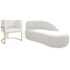 Kit Divã Luna 140cm Lado Direito e 01 Poltrona Base de Ferro Dourado Bouclé Branco
