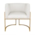 Kit Divã Luna 140cm Lado Direito e 01 Poltrona Base de Ferro Dourado Bouclé Branco