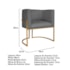 Kit Divã Luna 140cm Lado Direito e 01 Poltrona Base de Ferro Dourado Linho Cinza Escuro