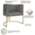 Kit Divã Luna 140cm Lado Direito e 01 Poltrona Base de Ferro Dourado Linho Cinza Escuro