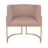 Kit Divã Luna 140cm Lado Direito e 01 Poltrona Base de Ferro Dourado Linho Rose
