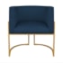 Kit Divã Luna 140cm Lado Direito e 01 Poltrona Base de Ferro Dourado Suede Azul Marinho