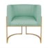 Kit Divã Luna 140cm Lado Direito e 01 Poltrona Base de Ferro Dourado Suede Azul Tiffany
