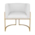 Kit Divã Luna 140cm Lado Direito e 01 Poltrona Base de Ferro Dourado Suede Branco