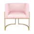 Kit Divã Luna 140cm Lado Direito e 01 Poltrona Base de Ferro Dourado Suede Rosa Bebe