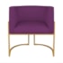 Kit Divã Luna 140cm Lado Direito e 01 Poltrona Base de Ferro Dourado Suede Roxo