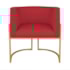 Kit Divã Luna 140cm Lado Direito e 01 Poltrona Base de Ferro Dourado Suede Vermelho