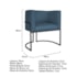 Kit Divã Luna 140cm Lado Direito e 01 Poltrona Base de Ferro Preto Linho Azul Royal
