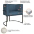 Kit Divã Luna 140cm Lado Direito e 01 Poltrona Base de Ferro Preto Linho Azul Royal