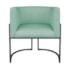 Kit Divã Luna 140cm Lado Direito e 01 Poltrona Base de Ferro Preto Suede Azul Tiffany