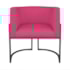 Kit Divã Luna 140cm Lado Direito e 01 Poltrona Base de Ferro Preto Suede Pink