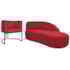 Kit Divã Luna 140cm Lado Direito e 01 Poltrona Base de Ferro Preto Suede Vermelho
