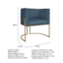 Kit Divã Luna 140cm Lado Direito e 02 Poltronas Base de Ferro Dourado Linho Azul Royal