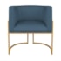 Kit Divã Luna 140cm Lado Direito e 02 Poltronas Base de Ferro Dourado Linho Azul Royal