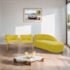 Kit Divã Luna 140cm Lado Direito e 02 Poltronas Base de Ferro Dourado Suede Amarelo