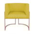 Kit Divã Luna 140cm Lado Direito e 02 Poltronas Base de Ferro Dourado Suede Amarelo