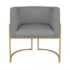 Kit Divã Luna 140cm Lado Direito e 02 Poltronas Base de Ferro Dourado Suede Cinza