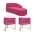 Kit Divã Luna 140cm Lado Direito e 02 Poltronas Base de Ferro Dourado Suede Pink
