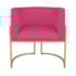 Kit Divã Luna 140cm Lado Direito e 02 Poltronas Base de Ferro Dourado Suede Pink