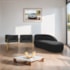 Kit Divã Luna 140cm Lado Direito e 02 Poltronas Base de Ferro Dourado Suede Preto