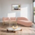 Kit Divã Luna 140cm Lado Direito e 02 Poltronas Base de Ferro Dourado Suede Rose