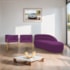 Kit Divã Luna 140cm Lado Direito e 02 Poltronas Base de Ferro Dourado Suede Roxo