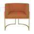 Kit Divã Luna 140cm Lado Direito e 02 Poltronas Base de Ferro Dourado Suede Terracota