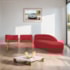 Kit Divã Luna 140cm Lado Direito e 02 Poltronas Base de Ferro Dourado Suede Vermelho