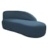 Kit Divã Luna 140cm Lado Direito e 02 Poltronas Base de Ferro Preto Linho Azul Royal