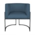 Kit Divã Luna 140cm Lado Direito e 02 Poltronas Base de Ferro Preto Linho Azul Royal