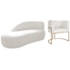 Kit Divã Luna 140cm Lado Esquerdo e 01 Poltrona Base de Ferro Dourado Bouclé Branco