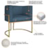 Kit Divã Luna 140cm Lado Esquerdo e 01 Poltrona Base de Ferro Dourado Linho Azul Royal
