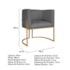 Kit Divã Luna 140cm Lado Esquerdo e 01 Poltrona Base de Ferro Dourado Linho Cinza Escuro