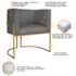 Kit Divã Luna 140cm Lado Esquerdo e 01 Poltrona Base de Ferro Dourado Linho Cinza Escuro