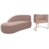 Kit Divã Luna 140cm Lado Esquerdo e 01 Poltrona Base de Ferro Dourado Linho Rose