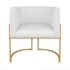 Kit Divã Luna 140cm Lado Esquerdo e 01 Poltrona Base de Ferro Dourado Suede Branco