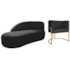 Kit Divã Luna 140cm Lado Esquerdo e 01 Poltrona Base de Ferro Dourado Suede Preto