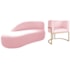 Kit Divã Luna 140cm Lado Esquerdo e 01 Poltrona Base de Ferro Dourado Suede Rosa Bebe