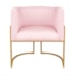 Kit Divã Luna 140cm Lado Esquerdo e 01 Poltrona Base de Ferro Dourado Suede Rosa Bebe
