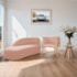 Kit Divã Luna 140cm Lado Esquerdo e 01 Poltrona Base de Ferro Dourado Suede Rose