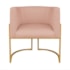 Kit Divã Luna 140cm Lado Esquerdo e 01 Poltrona Base de Ferro Dourado Suede Rose