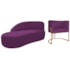 Kit Divã Luna 140cm Lado Esquerdo e 01 Poltrona Base de Ferro Dourado Suede Roxo