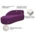 Kit Divã Luna 140cm Lado Esquerdo e 01 Poltrona Base de Ferro Dourado Suede Roxo