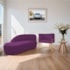 Kit Divã Luna 140cm Lado Esquerdo e 01 Poltrona Base de Ferro Dourado Suede Roxo