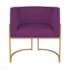 Kit Divã Luna 140cm Lado Esquerdo e 01 Poltrona Base de Ferro Dourado Suede Roxo