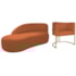Kit Divã Luna 140cm Lado Esquerdo e 01 Poltrona Base de Ferro Dourado Suede Terracota