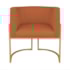 Kit Divã Luna 140cm Lado Esquerdo e 01 Poltrona Base de Ferro Dourado Suede Terracota